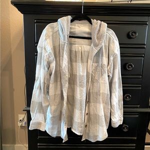 Maurice’s gray/white hooded shacket